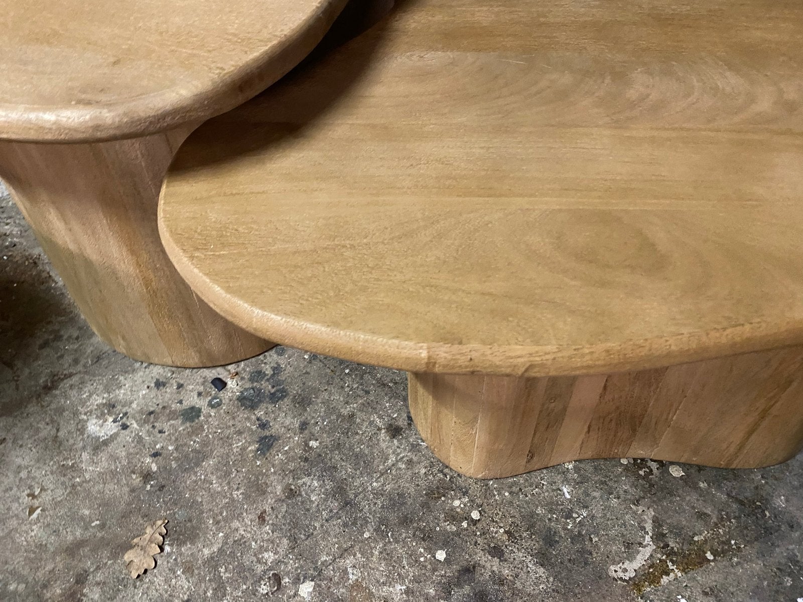 Salontafel set organische vorm - massief licht mangohout, Ophalen, Nieuw, 50 tot 100 cm, Overige vormen