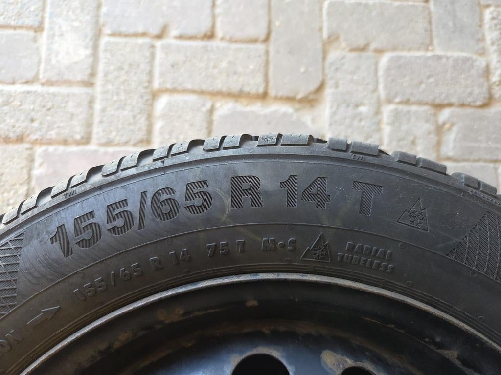 Continental winterbanden 155/65 R14 met velgen, Ophalen, Gebruikt