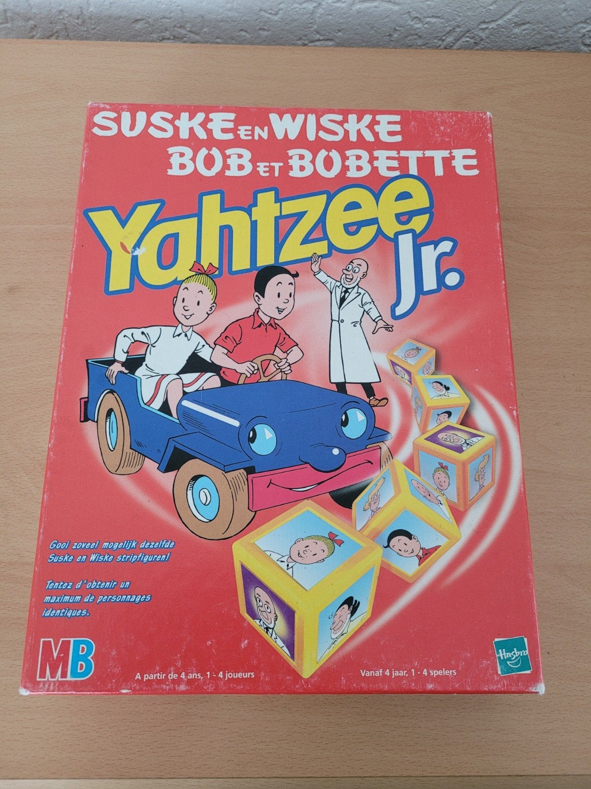 Suske en Wiske Yahtzee Jr. bordspel van Hasbro, Gebruikt, Ophalen of Verzenden, Een of twee spelers, Hasbro