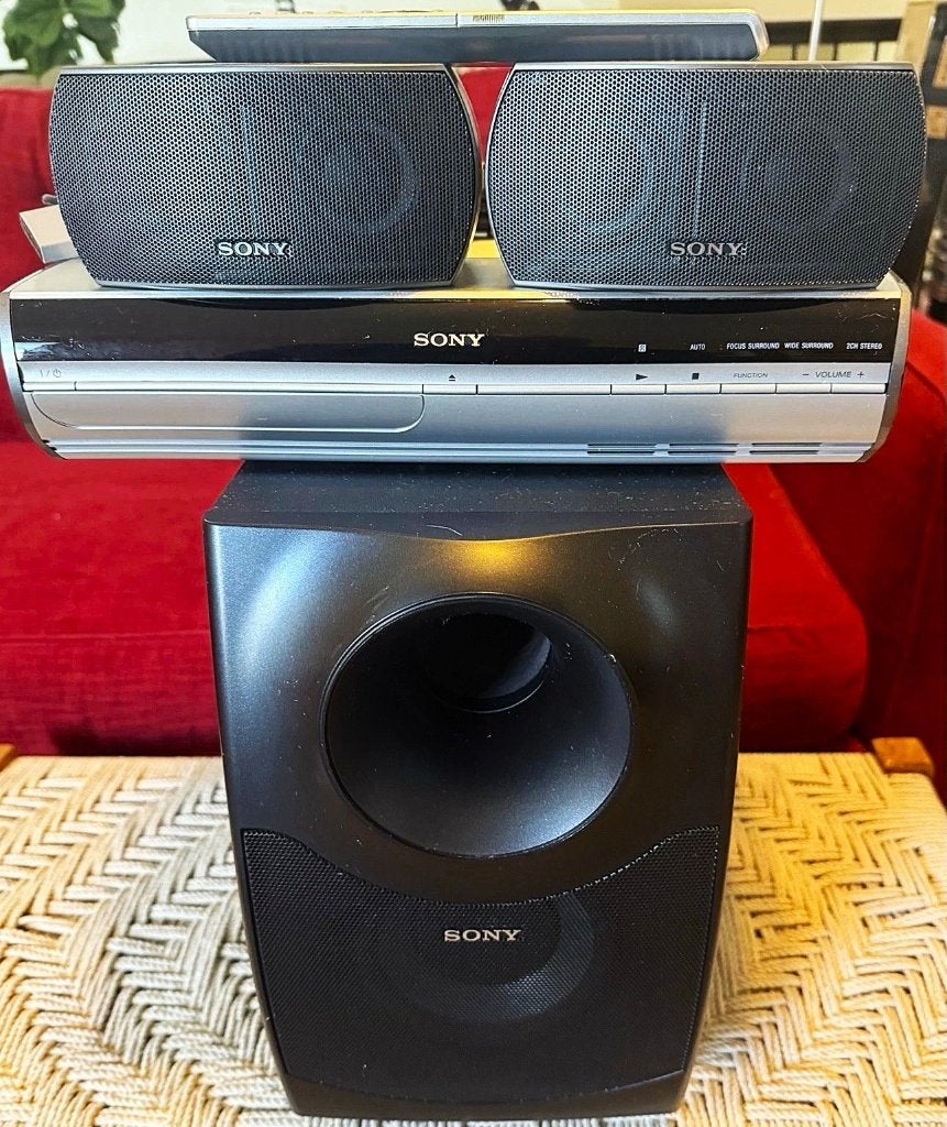 Sony HCD-X1 S-FORCE SURROUND DAV-X1+Glass Vogels statiefjes, Ophalen, 70 watt of meer, 5.1-systeem, Overige spelers