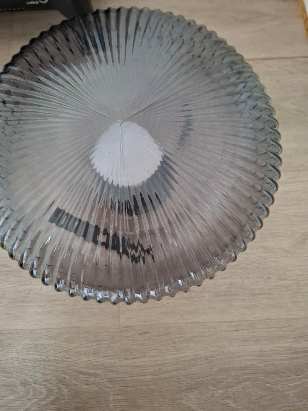 IKEA Plafondlamp met geribbeld glas, grijs, Ophalen, Modern, Grijs, Zo goed als nieuw