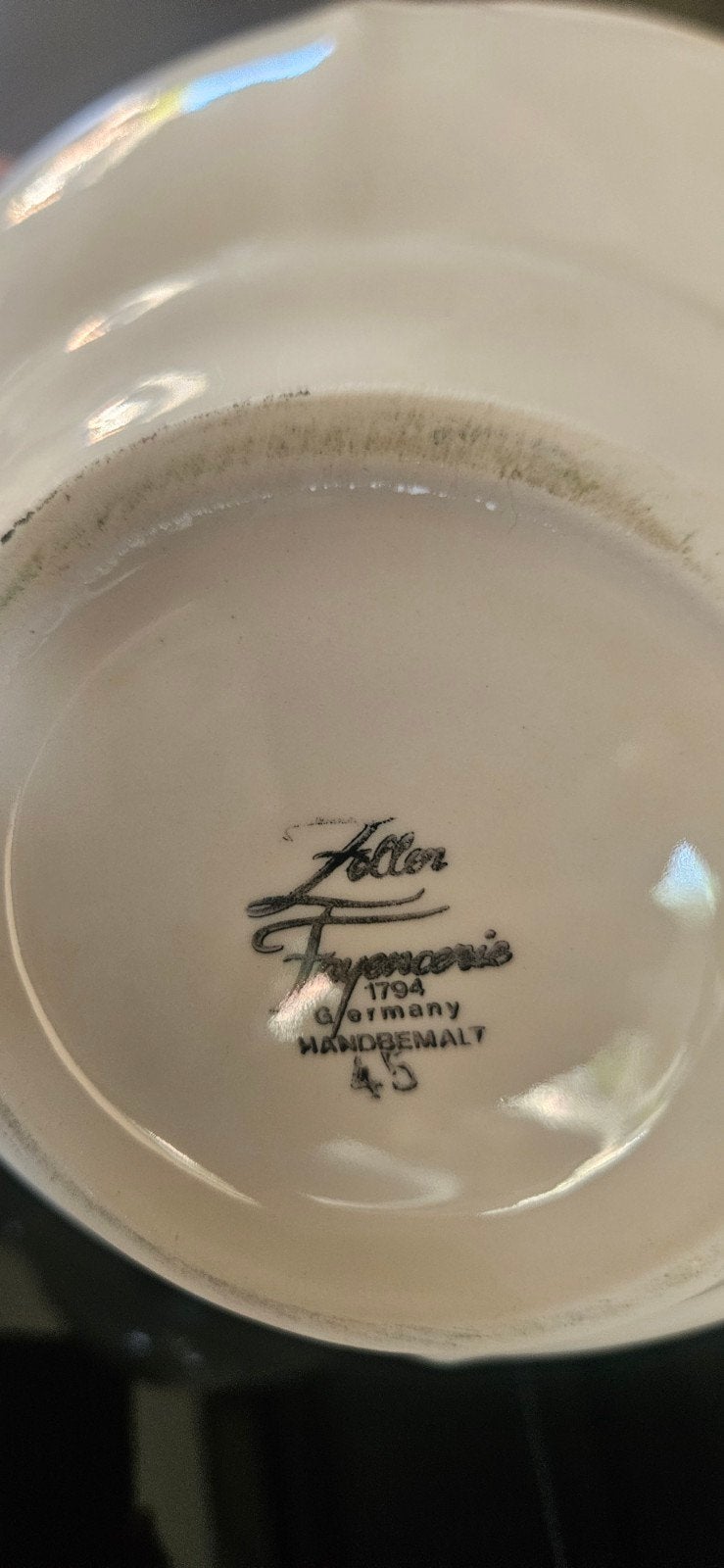 Zeller Keramik Fayencerie koffiekan Petit Rose - Handgeschil, Theepot/fluitketel, Gebruikt, Ophalen of Verzenden, Steen/keramiek