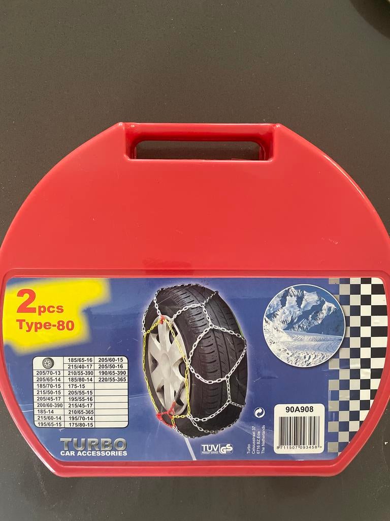 Sneeuwkettingen Turbo Type-80 voor diverse bandenmaten, Auto diversen, Sneeuwkettingen, Ophalen, Nieuw