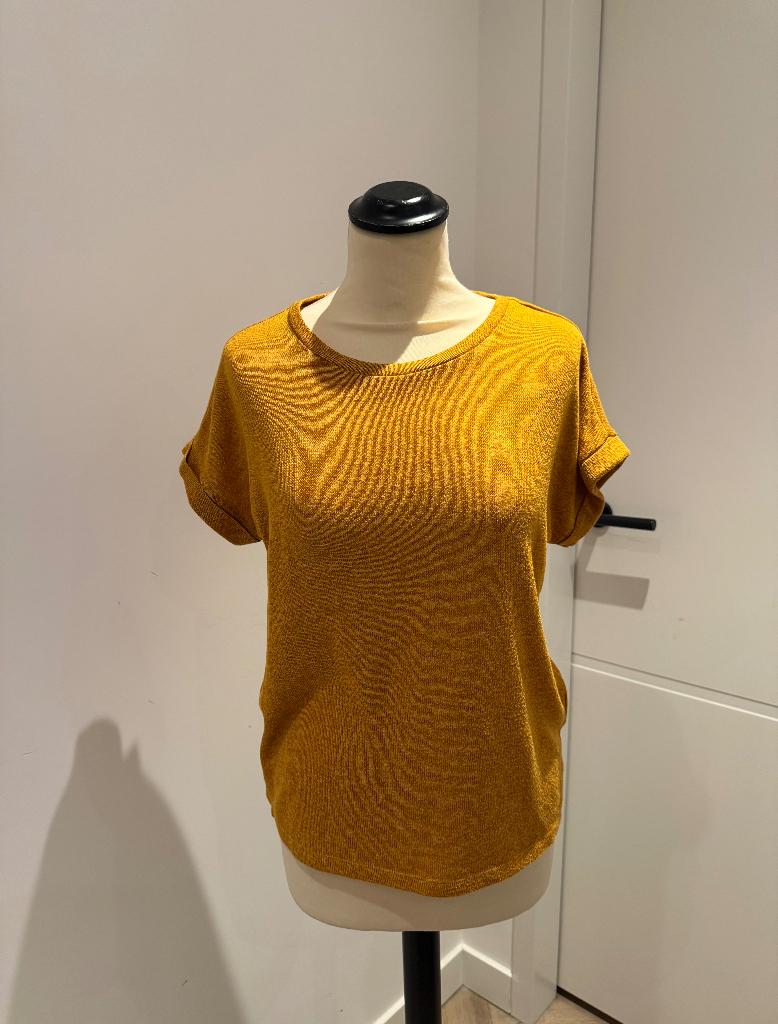 ZGAN mosterd geel Vero Moda blouse shirt top S 36 ronde hals, Vero Moda, Geel, Ophalen of Verzenden, Zo goed als nieuw