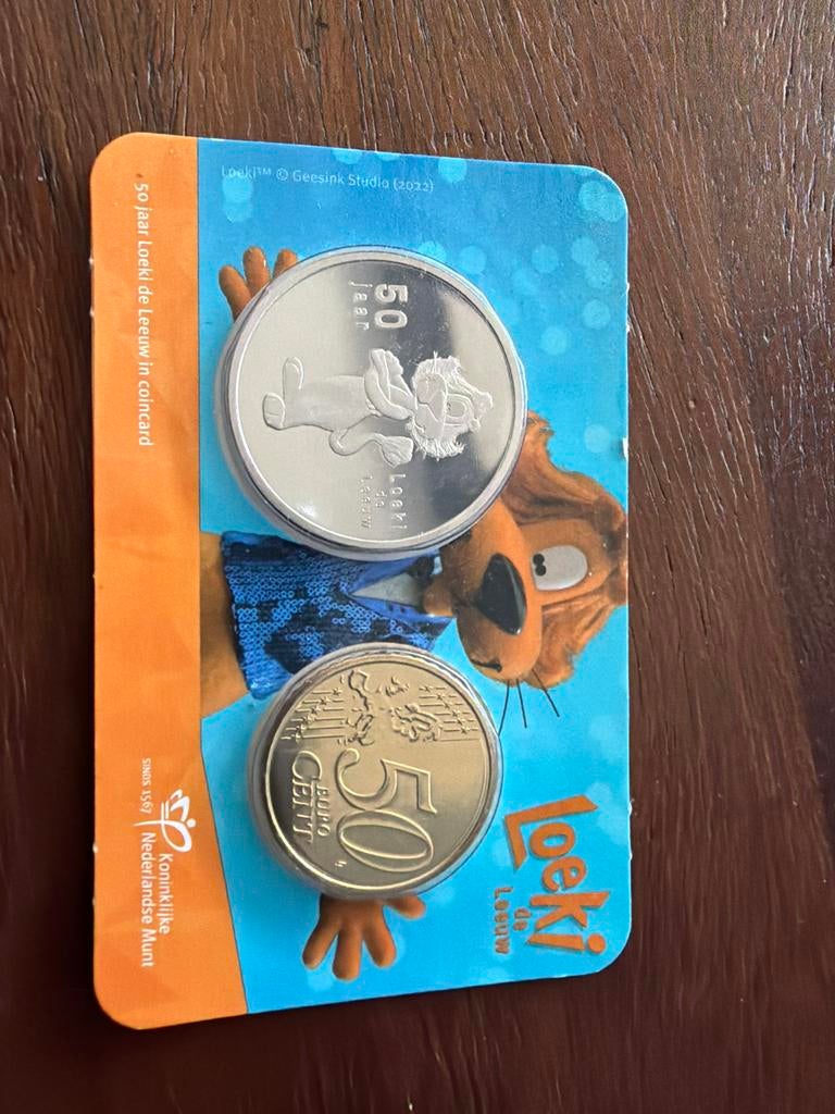 Loeki de Leeuw 50 jaar coincard - 50 cent en Loeki munt, Postzegels en Munten, Munten | Nederland, Ophalen of Verzenden, Koningin Beatrix