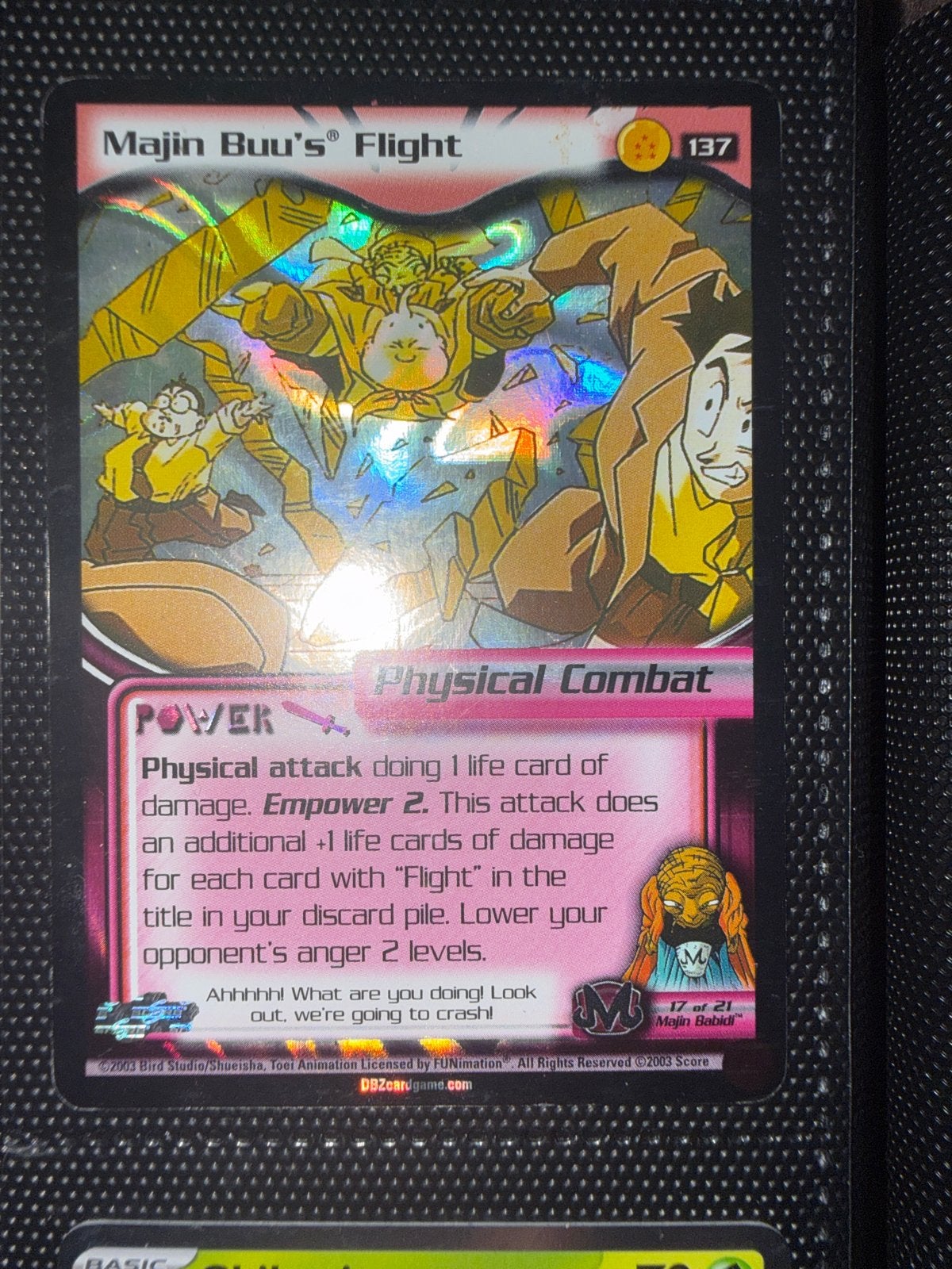 Dragon Ball Z Majin Buu's Flight TCG Kaart (Foil), Ophalen of Verzenden, Zo goed als nieuw, Losse kaart, Foil