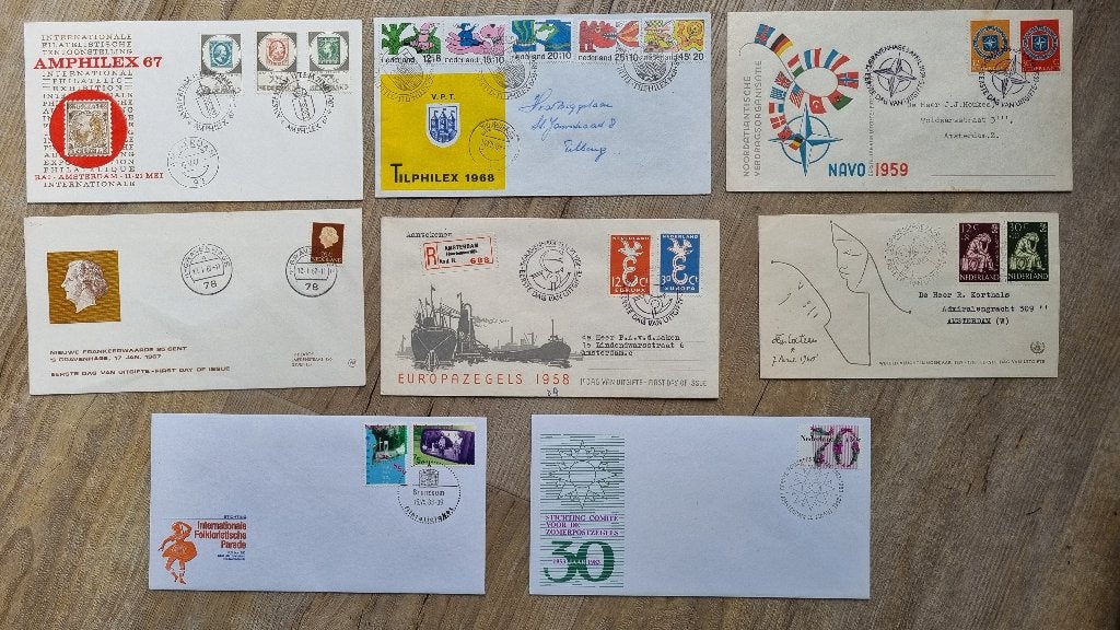 Eerste dag uitgave (FDC) Nederland Diverse - 8 stuks, Ophalen of Verzenden, Onbeschreven, Nederland