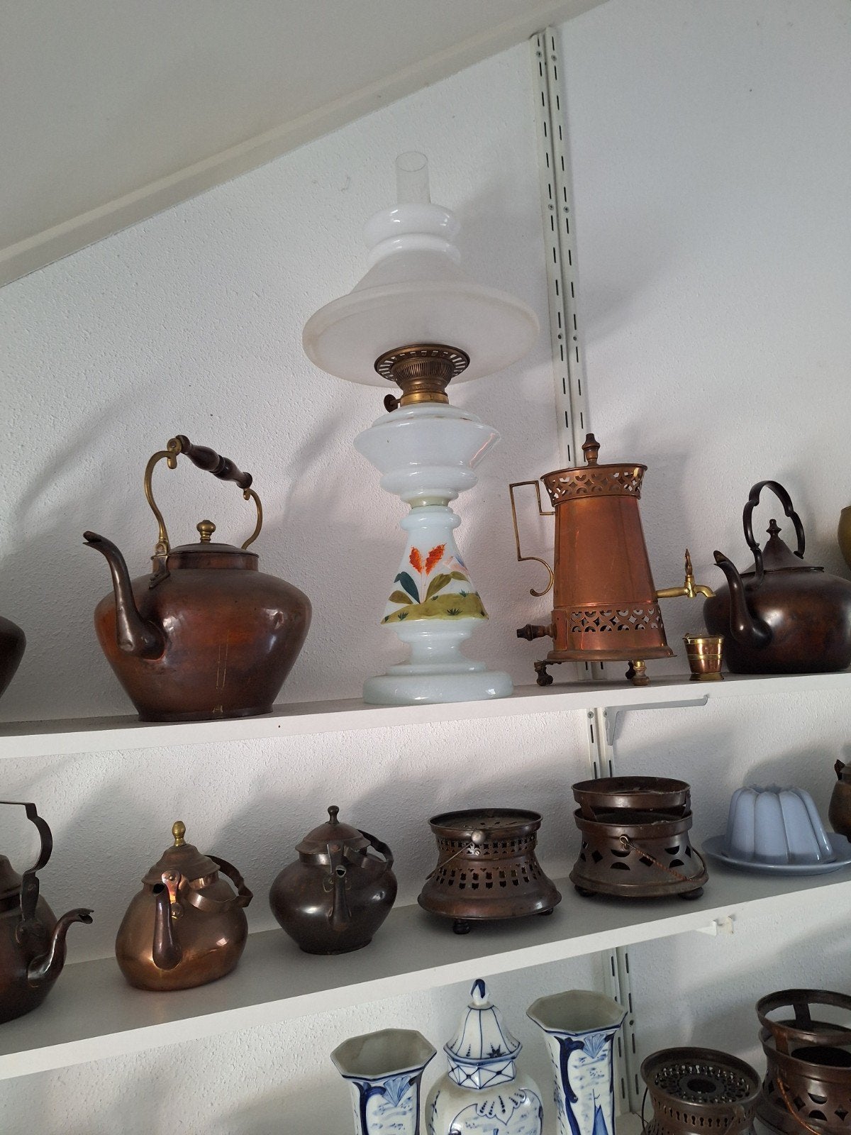 Grote opaline olielamp - 65 cm hoog, Antiek en Kunst, Ophalen