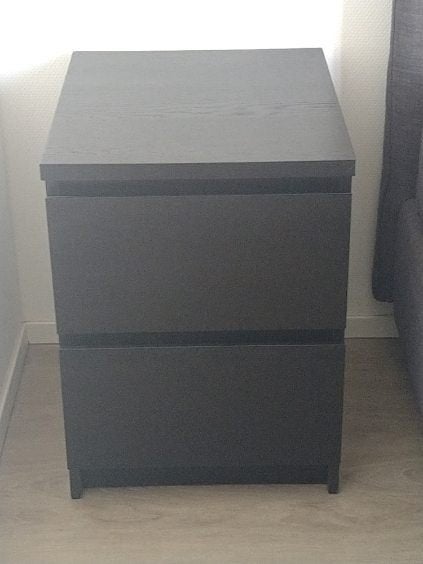 IKEA MALM Bedside Table – Black, Ophalen, Overige materialen, Minder dan 45 cm, 55 tot 70 cm