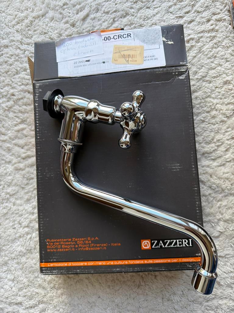 Zazzeri Luxe Koudwaterkraan met Onderuitloop Chroom, Doe-het-zelf en Verbouw, Sanitair, Ophalen of Verzenden, Zo goed als nieuw