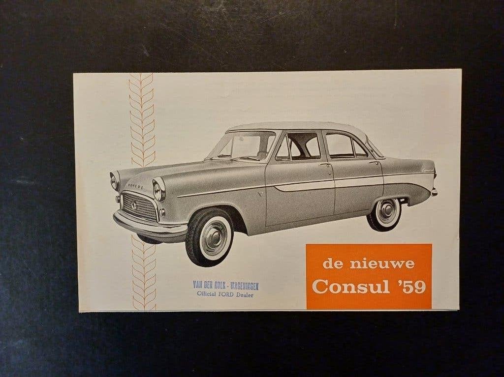 Ford CONSUL ’59 brochure folder origineel NL, Verzenden, Zo goed als nieuw, Ford