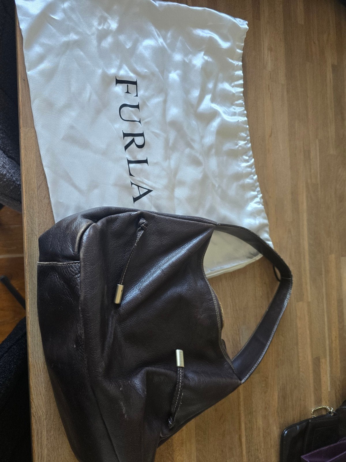 Furla Handtas Bruin Leer met Stofzak, Ophalen
