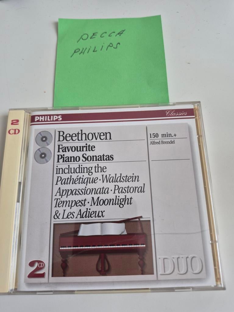 Beethoven: Favourite Piano Sonatas - Alfred Brendel (2 CD), Kamermuziek, Boxset, Ophalen of Verzenden, Zo goed als nieuw