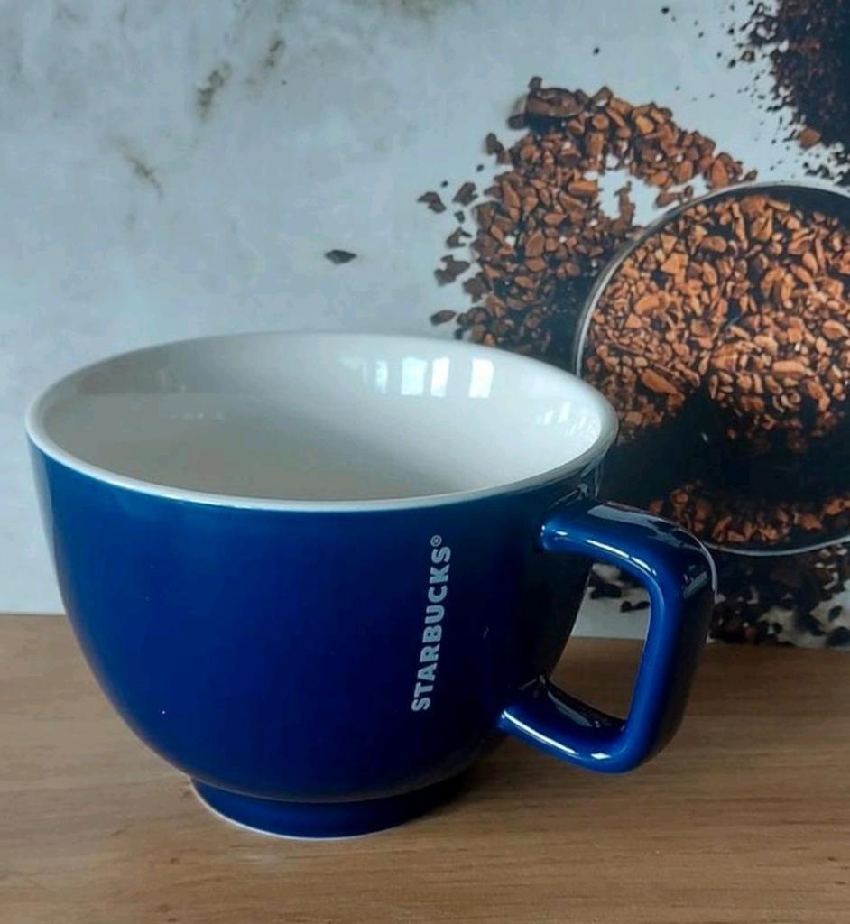 NIEUW*STARBUCKS BEKER 473ml  BLAUW/WIT*GROTE MOK, Verzenden, Nieuw, Porselein, Kop(pen) en/of Schotel(s)