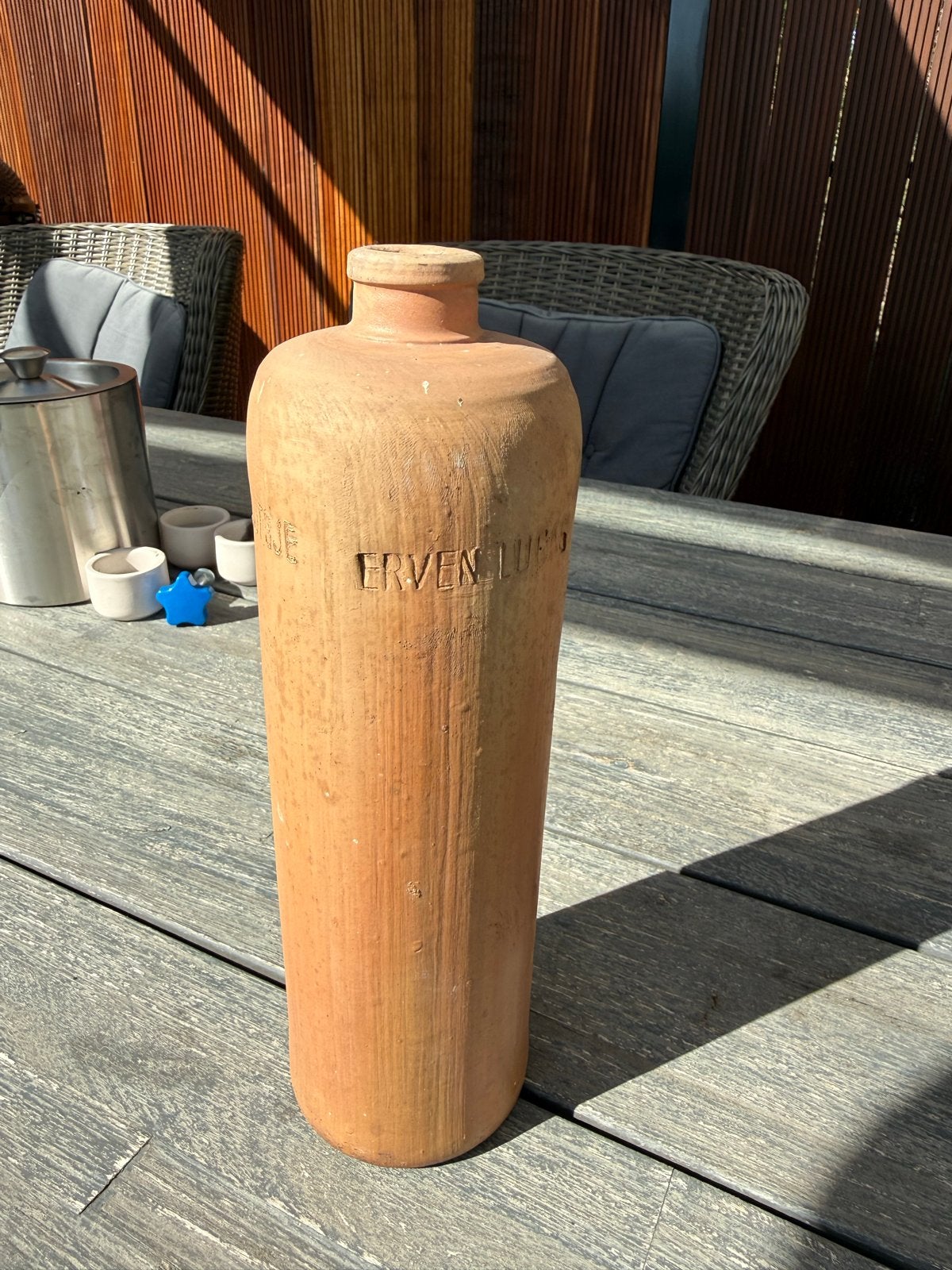 Antieke aardewerken fles 1 liter - Erven Lucas Bols, Ophalen