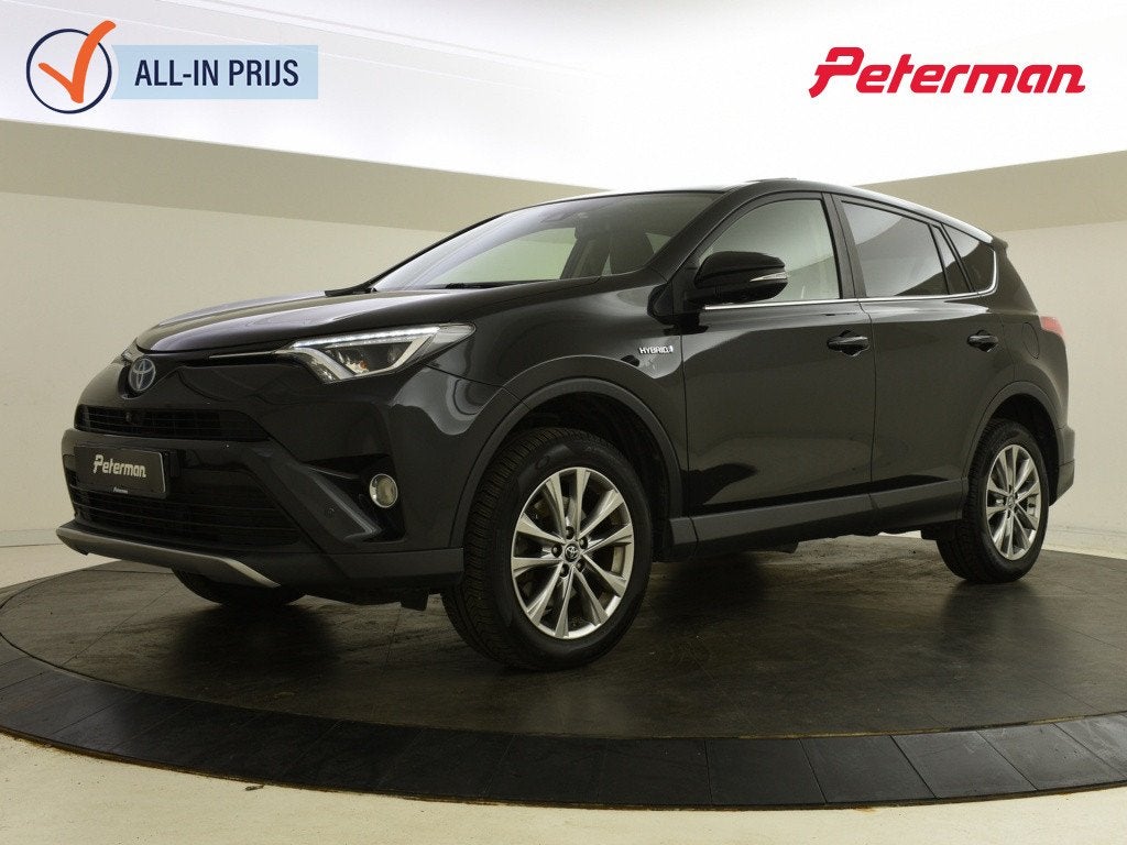 Toyota RAV4 2.5 Hybrid AWD Lounge | Schuif/-kantel | Stoelve, Auto's, Automaat, Gebruikt, Leder en Stof, Zwart