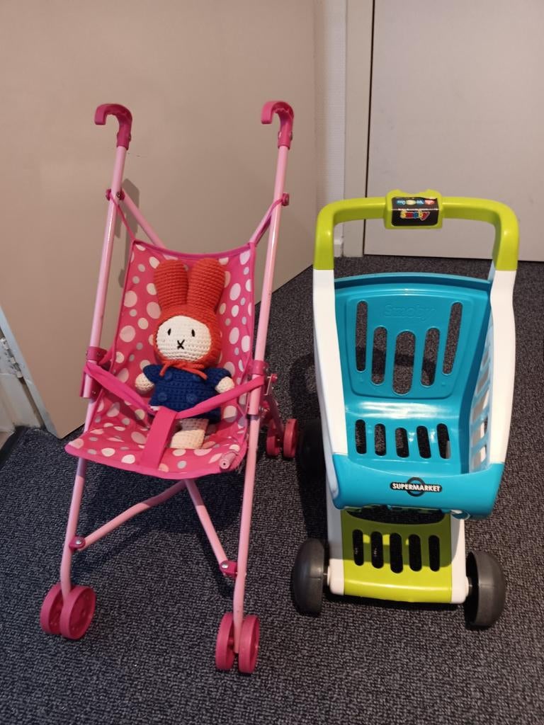 Winkelwagen, poppenwagen, draagzak en nijntje knuffel., Ophalen, Gebruikt, Babypop