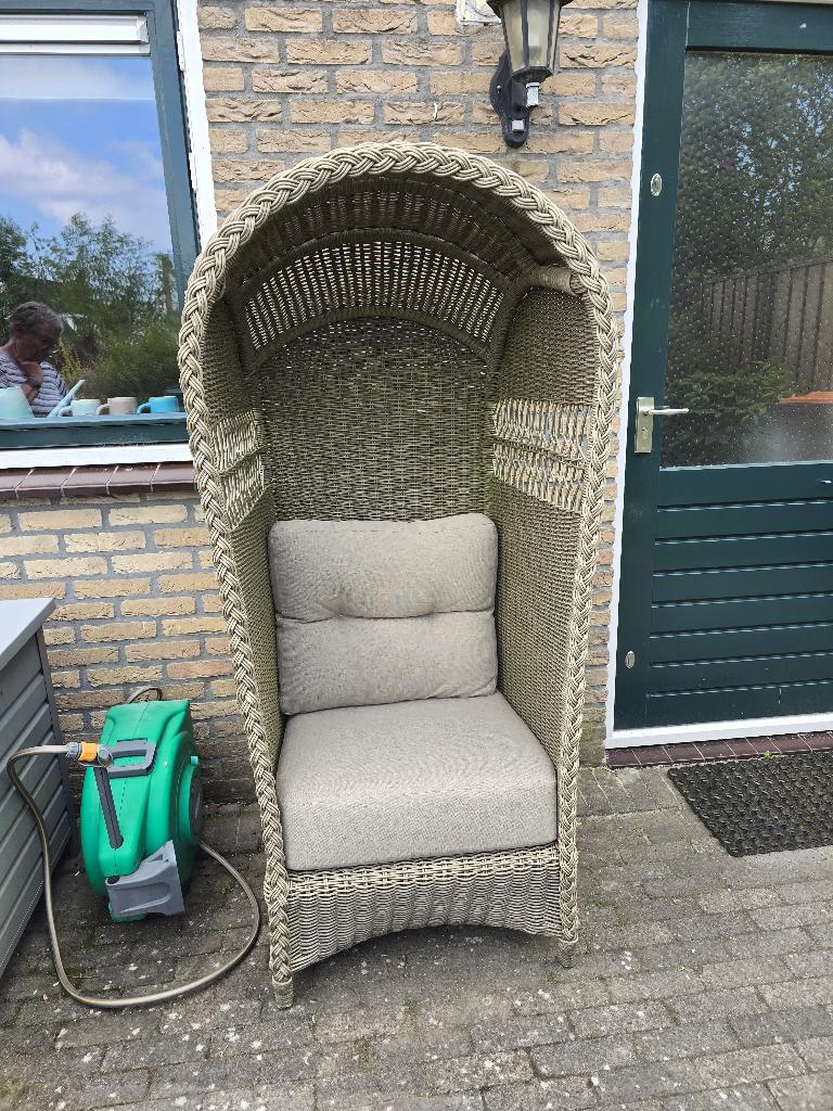 Rotan strandstoel, Tuin en Terras, Tuinsets en Loungesets, Rotan, Zo goed als nieuw, Loungeset, Stoel