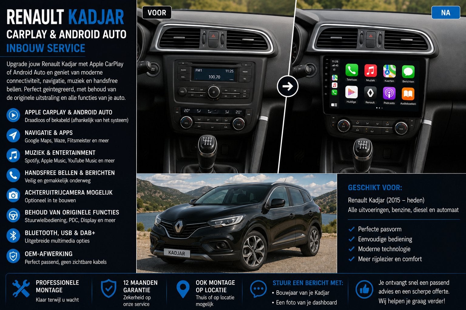 Renault Kadjar CarPlay & Android Auto Inbouw, Ophalen, Nieuw
