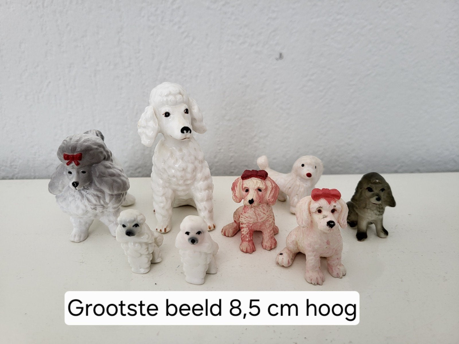 Set van 8 Vintage Poedel Beeldjes / hondenbeeldjes, Ophalen of Verzenden, Gebruikt, Dier