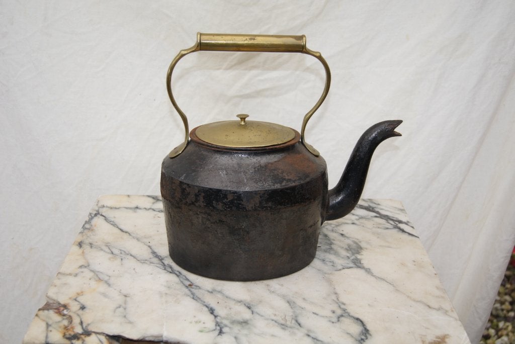 Antiek gietijzeren ketel met messing handvat, Ophalen of Verzenden