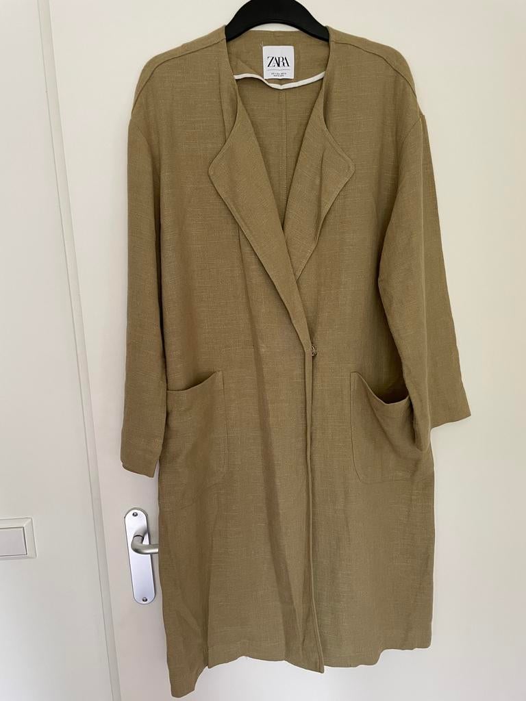 Mosterd kleur jas met 46% linnen van Zara maat S, Kleding | Dames, Ophalen of Verzenden, Zo goed als nieuw, Maat 36 (S), Geel