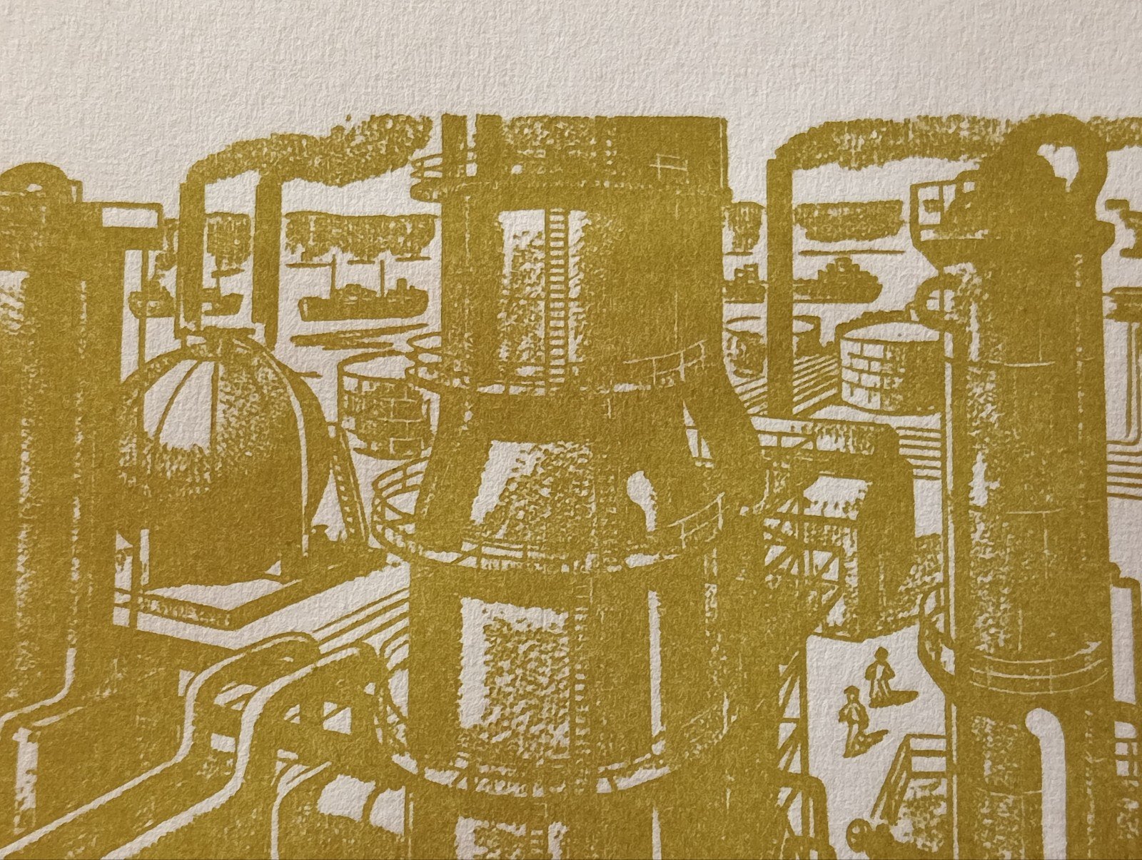 Curaçao lithografisch boek vignet Industriële installaties, Ophalen of Verzenden
