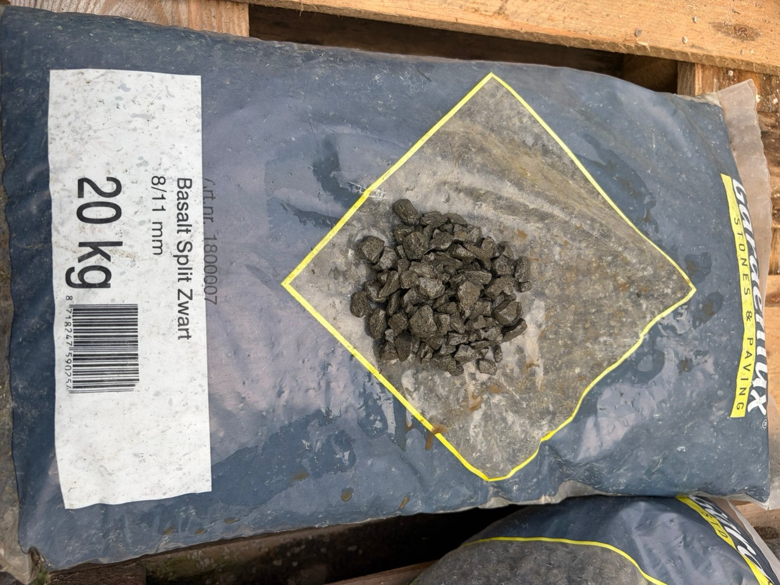 Basalt split zwart 8/11 mm 5,00 per zak, Ophalen, Antraciet, Zo goed als nieuw, Split
