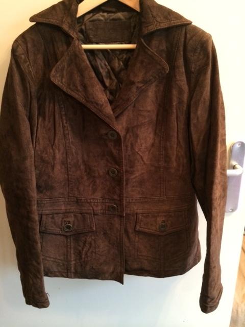 C&A donker bruine suede leren blazer jas suedejas maat L, Bruin, Maat 42/44 (L), Nieuw, Ophalen of Verzenden