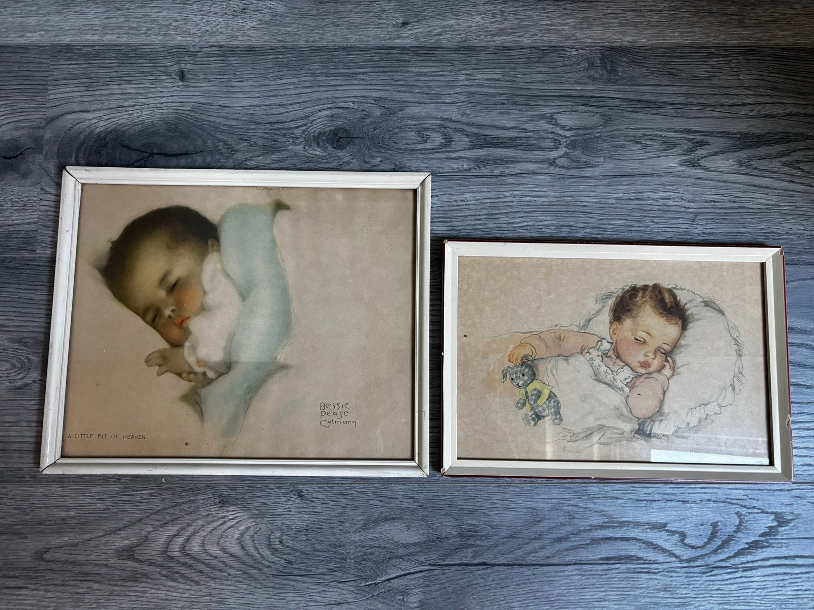 Vintage Bessie Pease Gutmann Baby Prints (2 stuks), Minder dan 50 cm, Gebruikt, Oorspronkelijke maker, Ophalen of Verzenden