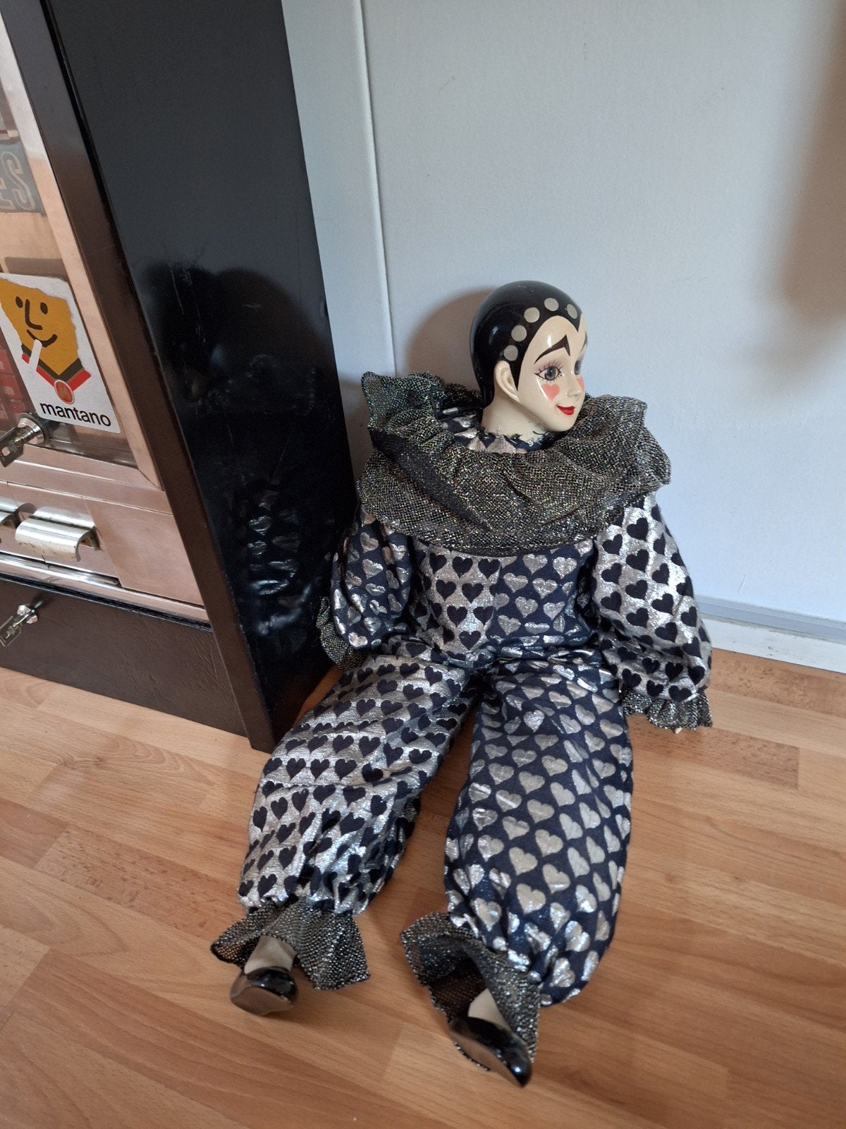 Vintage Porseleinen Pierrot Pop Muziekdoos, Verzamelen, Ophalen, Gebruikt, Pop