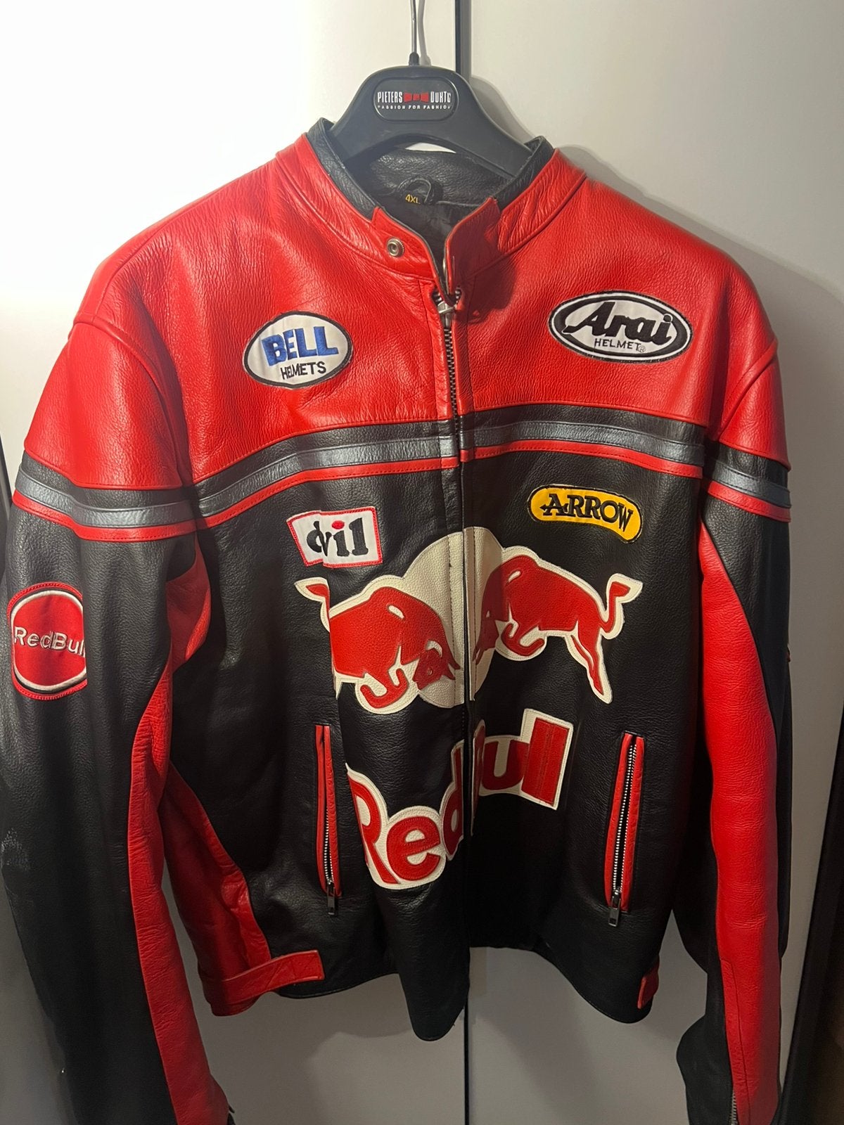 Vintage leather racing jacked RedBull, Motoren, Ophalen of Verzenden, Tweedehands, Jas | leer
