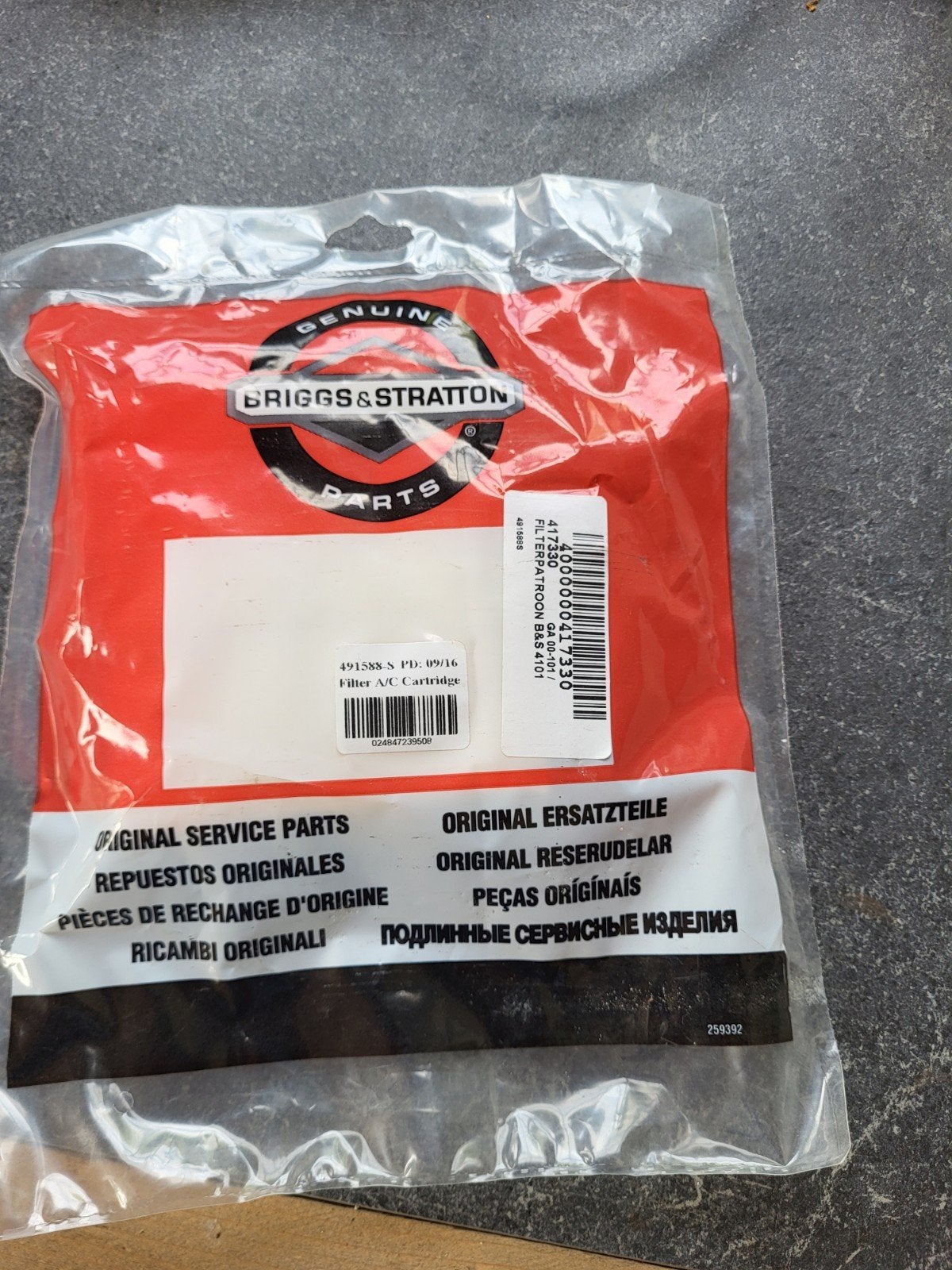 Nieuw Briggs & Stratton Filterpatroon B&S 4101, Ophalen of Verzenden