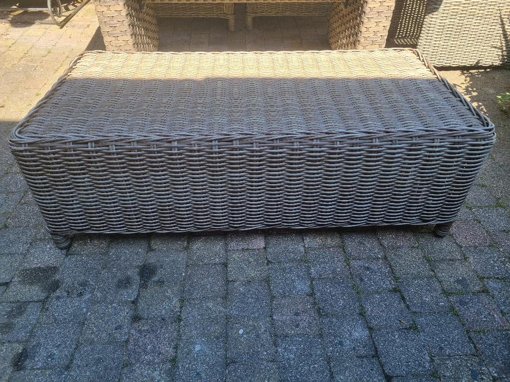 ***  IBIZASTYLE LOUNGE WICKER TAFEL ***, Tuin en Terras, Tuintafels, Ophalen of Verzenden, Zo goed als nieuw, Rechthoekig, Wicker