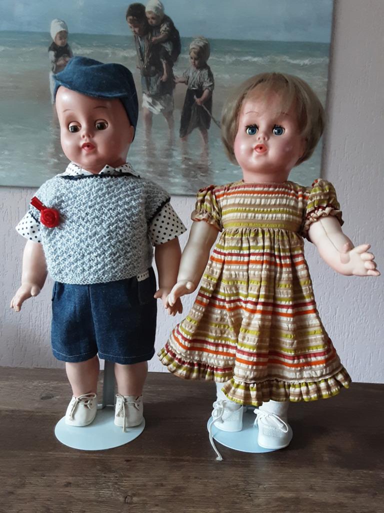 Lief, uniek poppenpaar:  broer en zus - Unica Belgium, Ophalen of Verzenden, Gebruikt, Pop