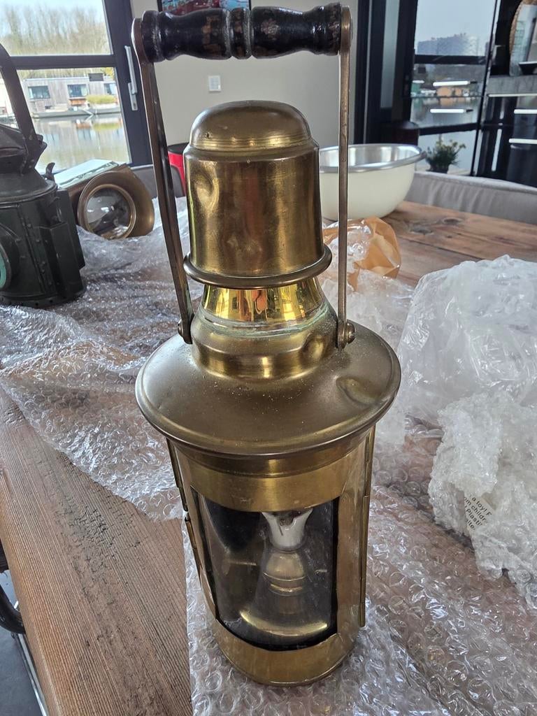 Vintage Messing Scheepslantaarn - Kompaslicht (23cm), Antiek en Kunst, Antiek | Lampen, Ophalen of Verzenden