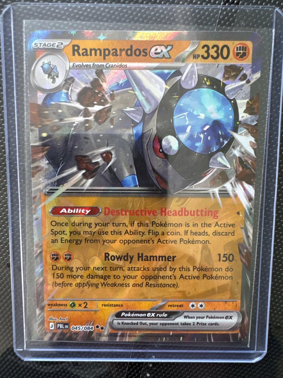 Pokémon Kaart Rampardos EX 045/084 - Zeldzaam, Ophalen of Verzenden, Zo goed als nieuw, Losse kaart