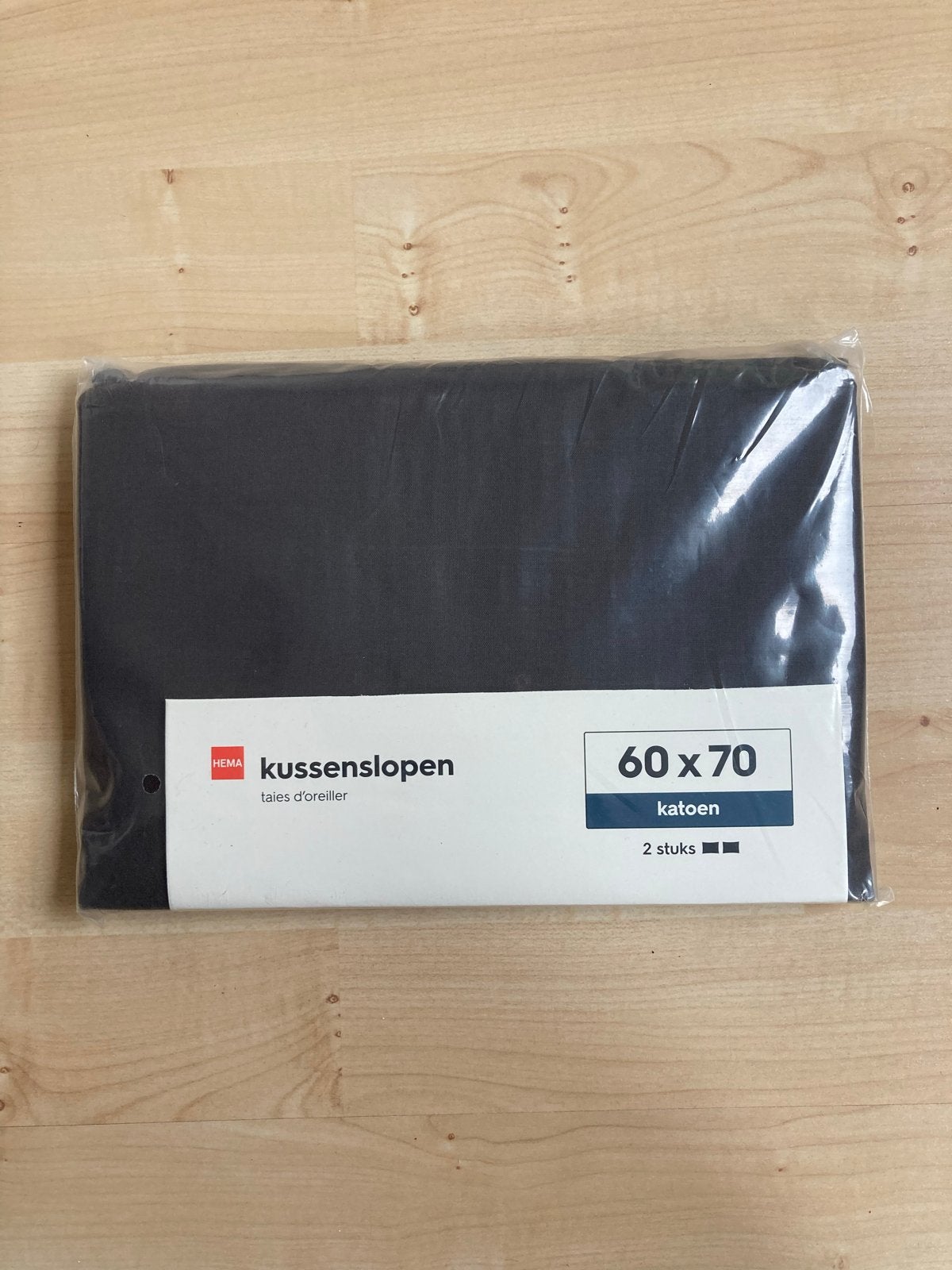 Hema Kussenslopen 60x70 cm Katoen Zwart (2 stuks), Ophalen, Ademend, Zwart, Kussenhoes