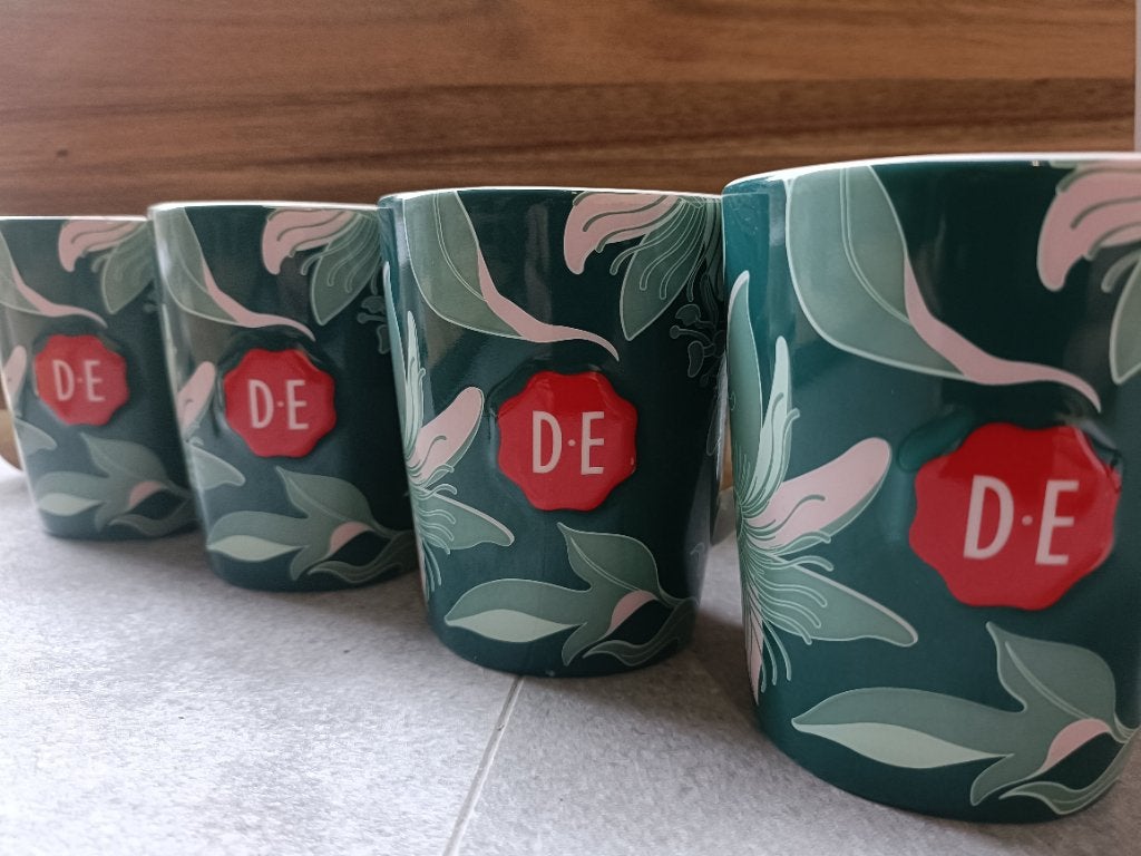4x D.E. Douwe Egberts mokken koppen, Overige merken, Nieuw, Ophalen of Verzenden, Overige stijlen
