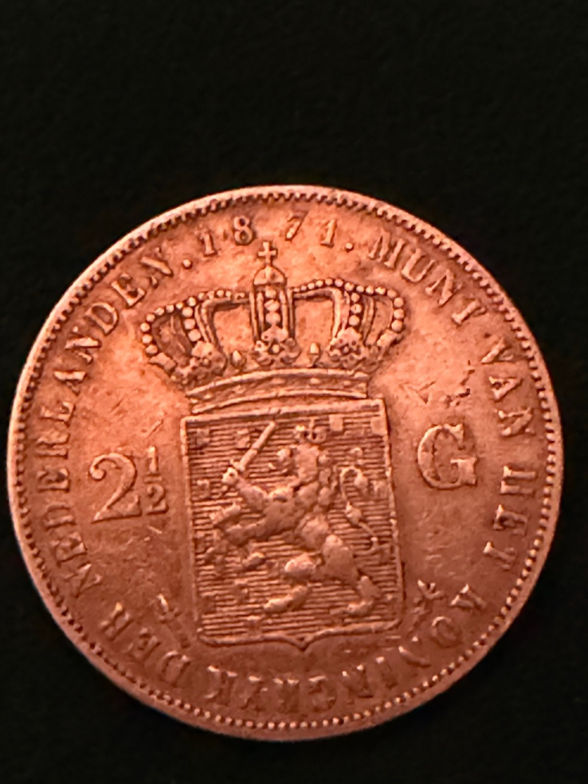 Zilveren 2½ gulden munt Koning Willem III 1871, Koning Willem III, Zilver, Ophalen of Verzenden, Losse munt