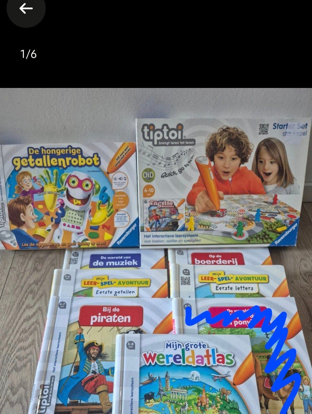 Tiptoi Starter Set + 6 boeken + 2 spelletjes+1 pen met kabel, Ophalen of Verzenden, Zo goed als nieuw, Taal en Lezen, Met geluid