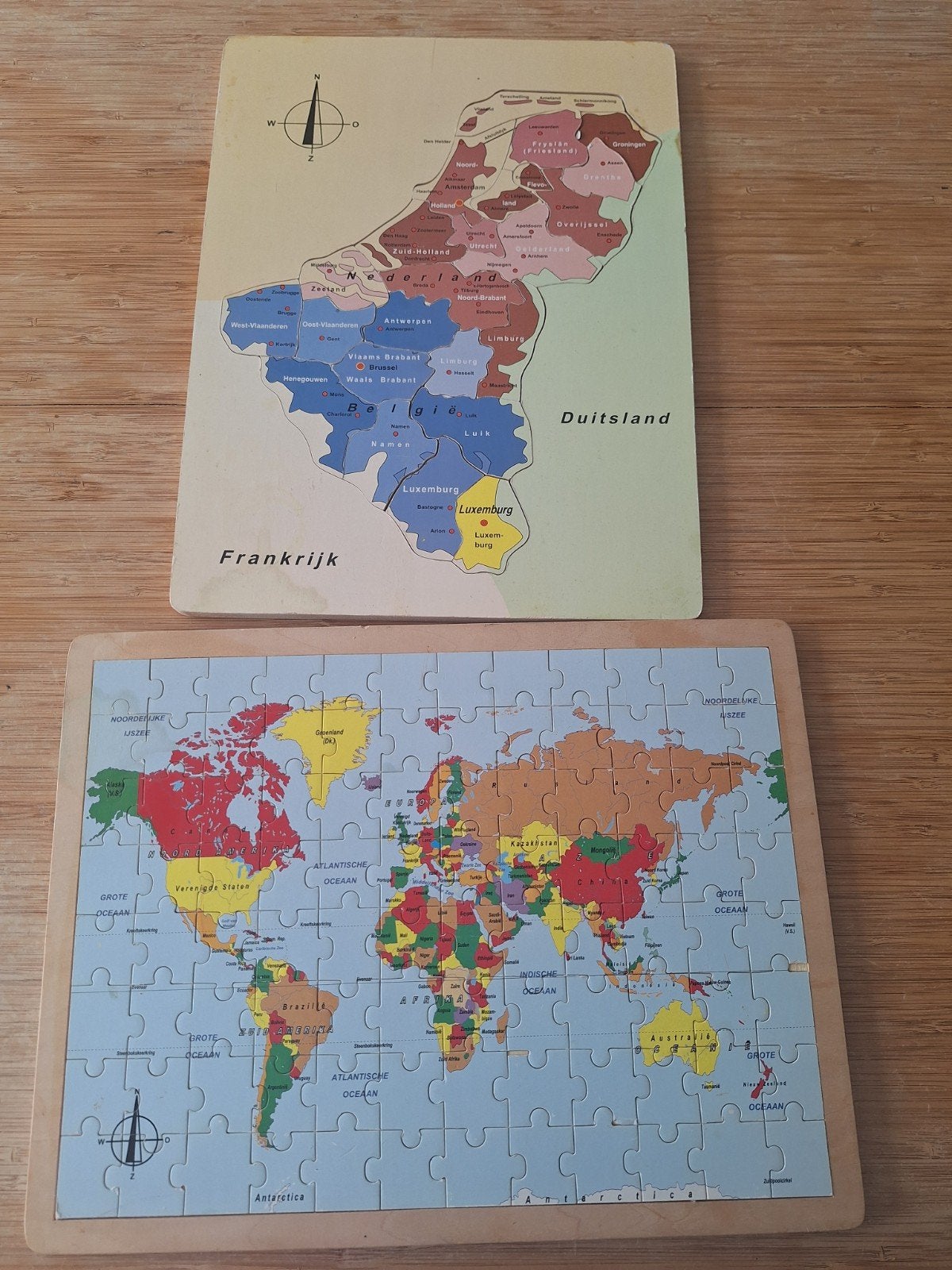 Houten puzzels - topografie, Ophalen, Gebruikt, Puzzelen