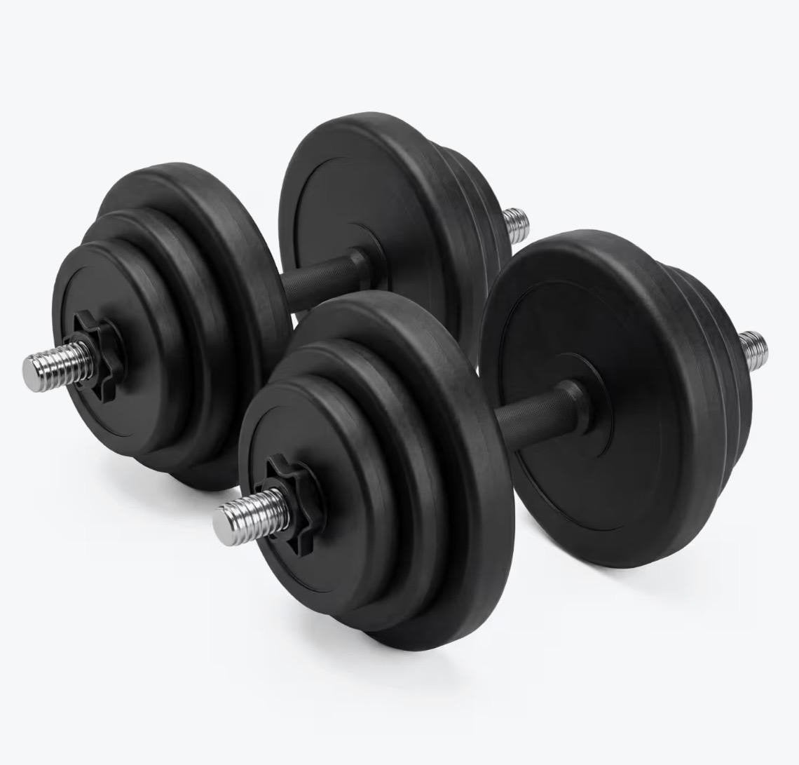 Verstelbare Dumbbellset - Vinyl - 2x14 kg (28 kg)(VirtuFit), Ophalen of Verzenden, Nieuw, Rug, Dumbbell
