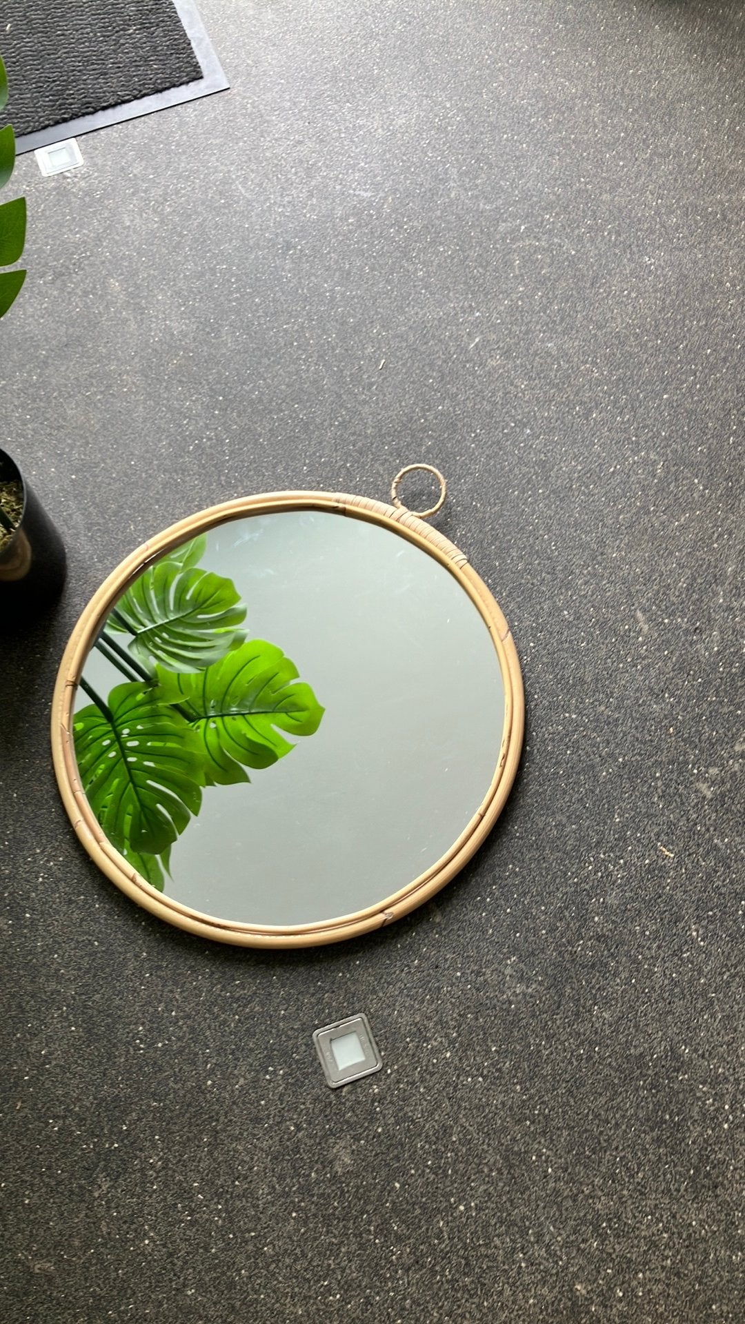 Bamboe spiegel, Minder dan 50 cm, Rond, Ophalen of Verzenden, Zo goed als nieuw
