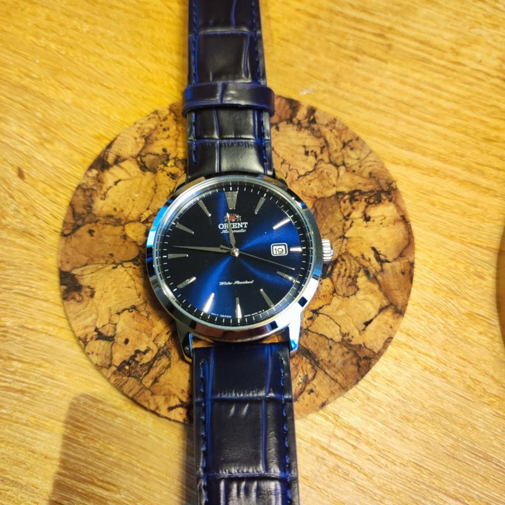 Orient Horloge - Klassiek Heren Polshorloge met Blauwe Wijze, Overige merken, Leer, Staal, Polshorloge