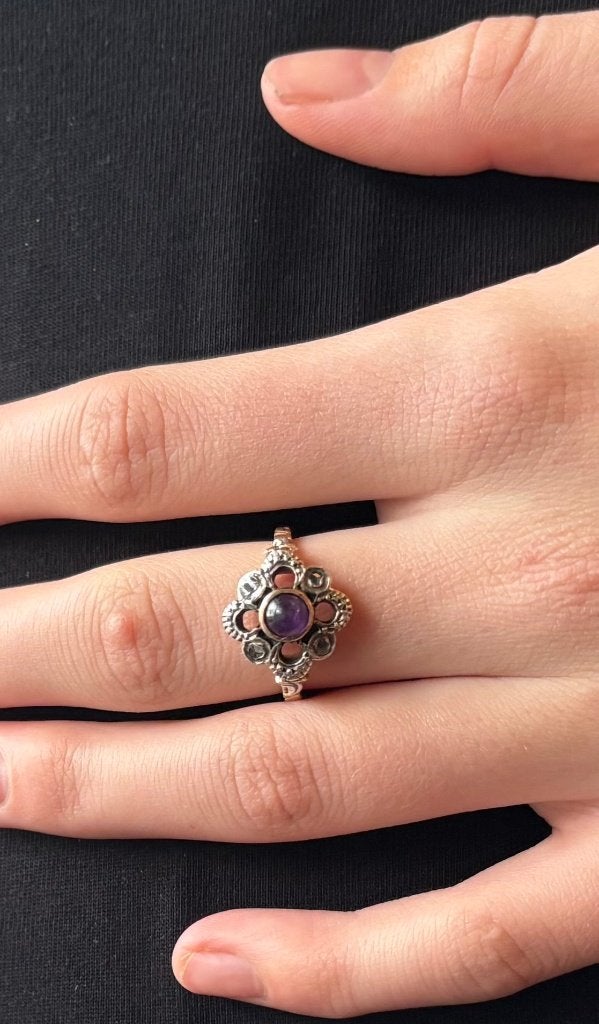 Diamanten antieke 14k gouden ring edelsteen zilver dames