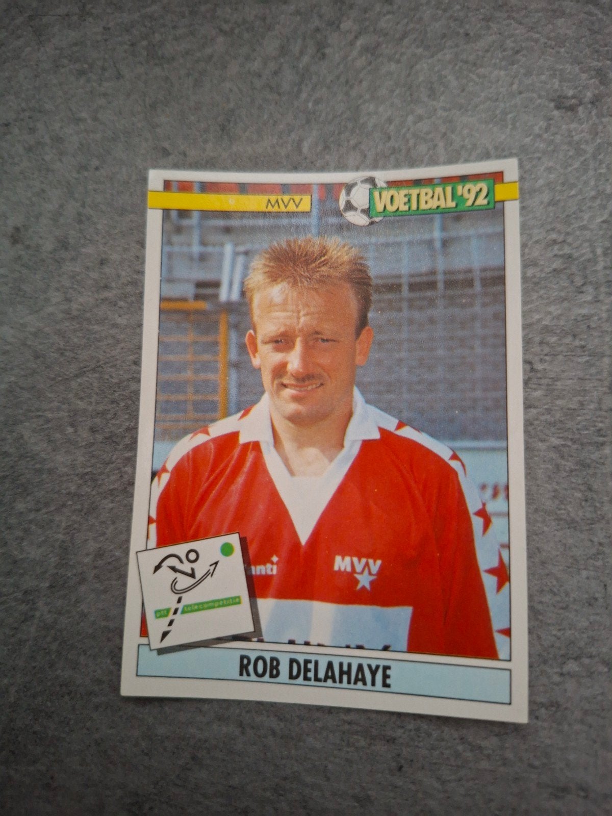 Panini sticker Voetbal 92. Rob Delahaye MVV Maastricht, Ophalen of Verzenden, Zo goed als nieuw, Sticker