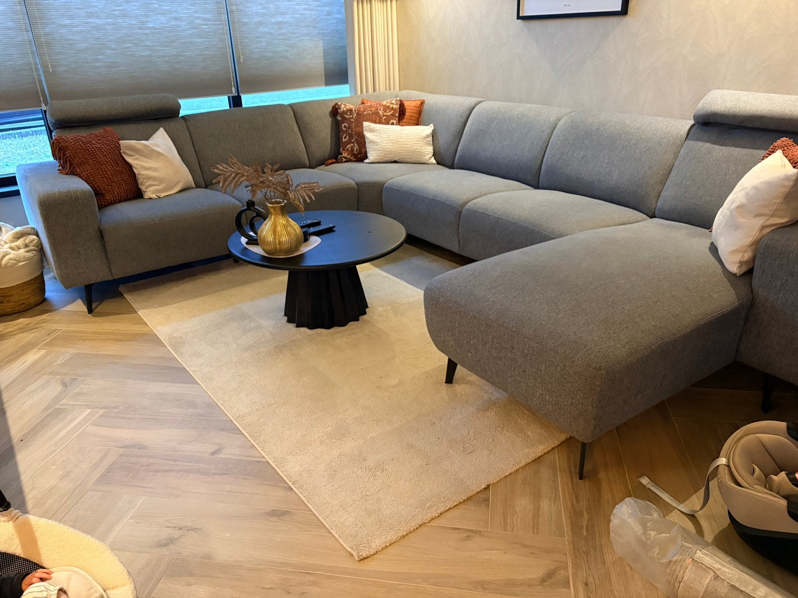 Kwantum vloerkleed beige 160x230, Ophalen, Gebruikt, Stof