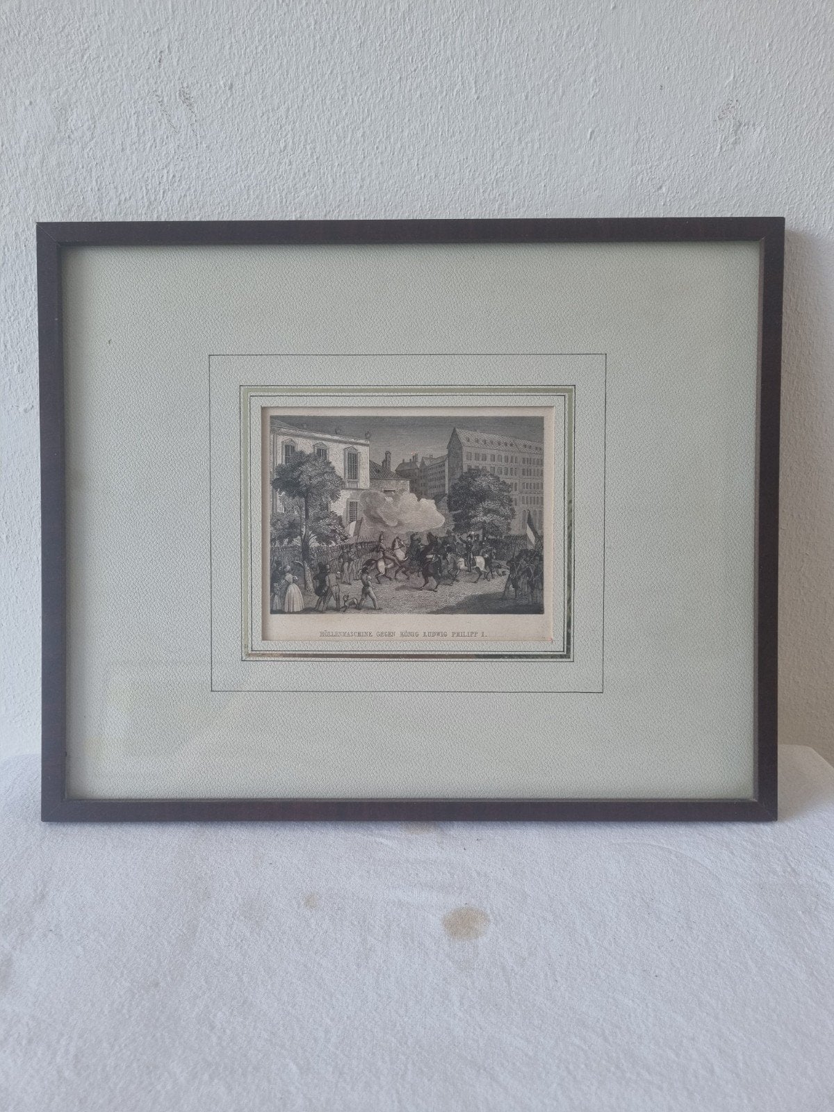 Ets: Hüllenmaschine tegen Koning Ludwig Philipp I, 1800 - 1899, Ets, Militair, Ingelijst