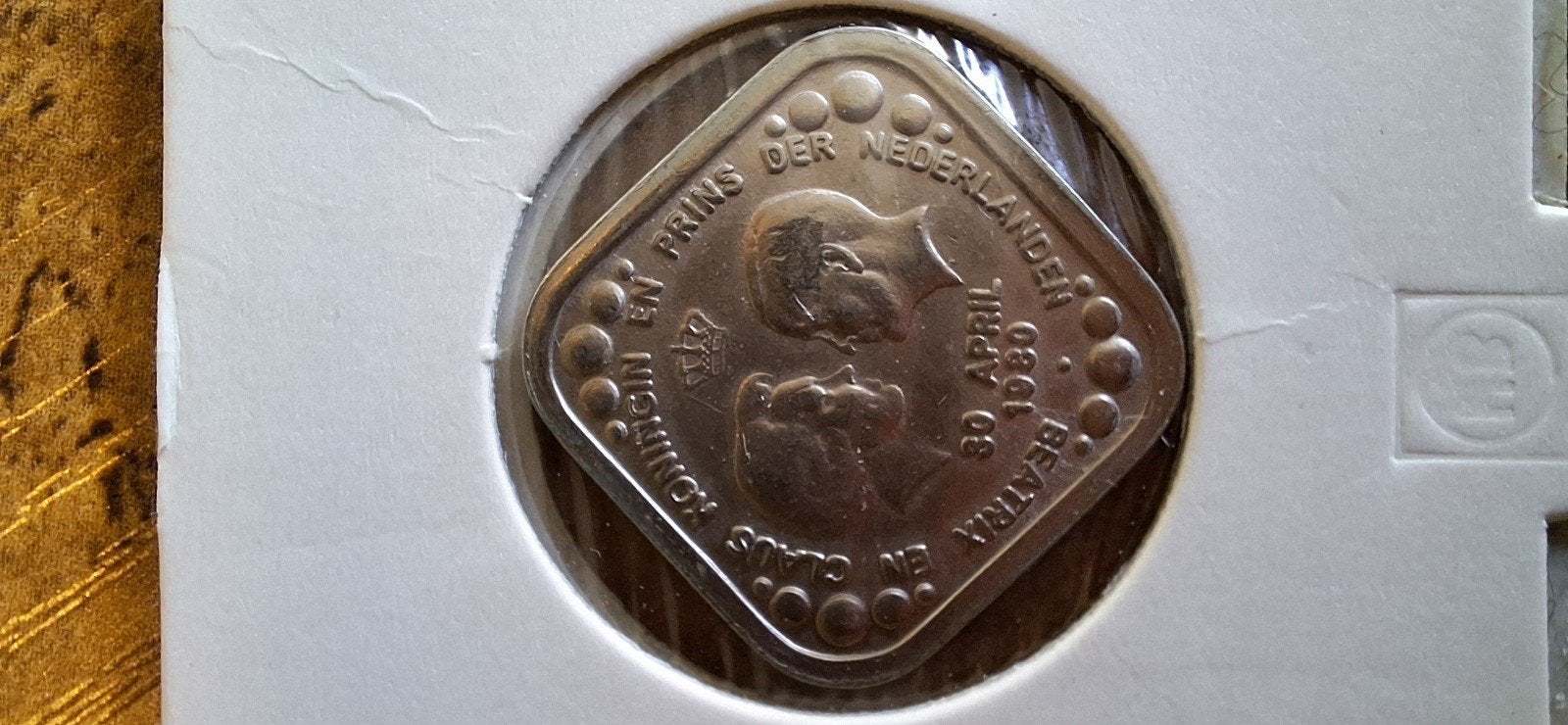 5 cent "fantasy" penning inhuldiging Beatrix en Claus 1980, Ophalen of Verzenden, Koningin Beatrix